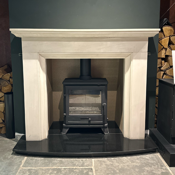 Limestone Fireplace with Penman Bassington Multi-Fuel Eco Stove - Showroom Clearance Collection Only