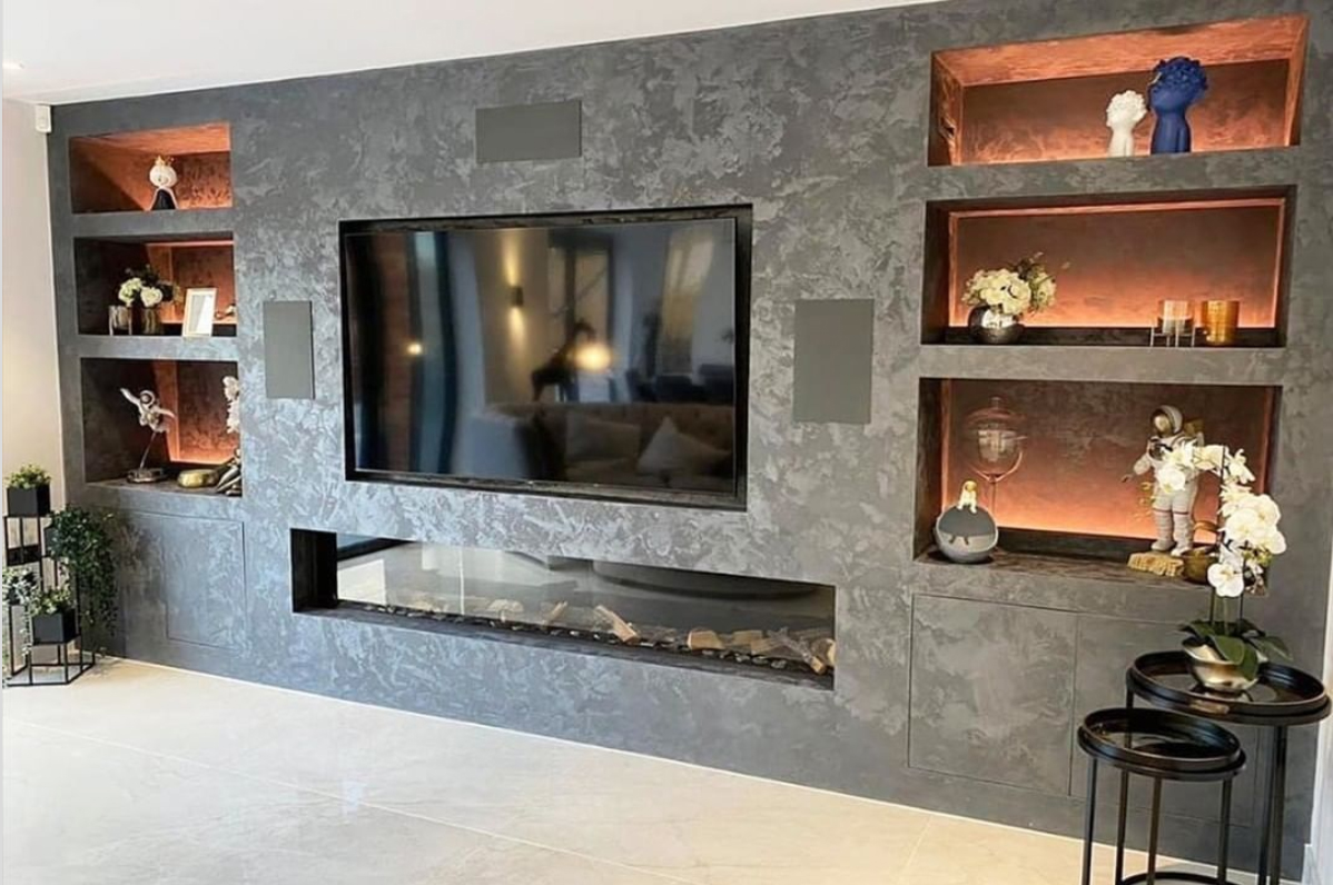 Media Wall Gas Fireplace