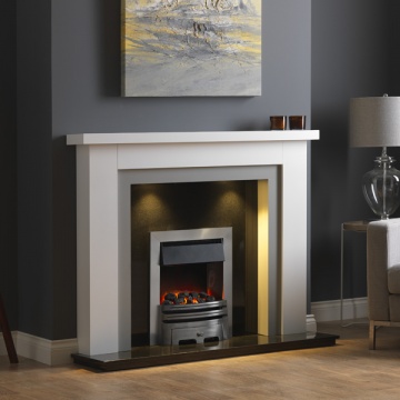 Pureglow Hanley Painted Fireplace - White with Grey Detail