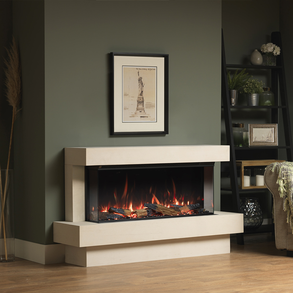 Pureglow Seaton Limestone Electric Fireplace Suite