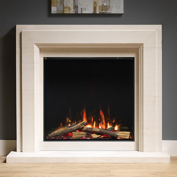 Pureglow Thurlestone with Chelsea 750VS Limestone Electric Fireplace Suite