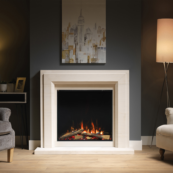 Pureglow Thurlestone with Chelsea 750VS Limestone Electric Fireplace Suite