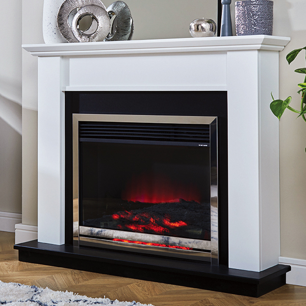 Silver electric fireplace tv stand discount