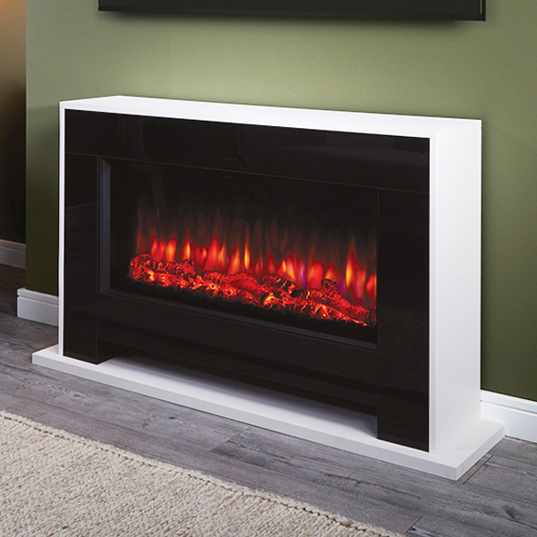 Red tv stand with fireplace deals