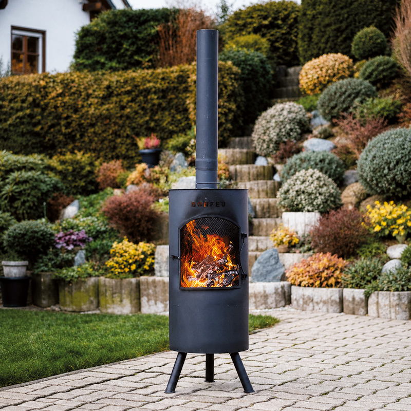 BonFeu BonTino Outdoor Fireplace & Wood Burning Chiminea with BBQ