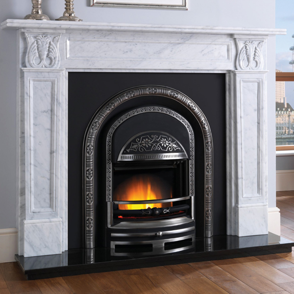 Cast Tec Corinthian Carrara Marble Fireplace