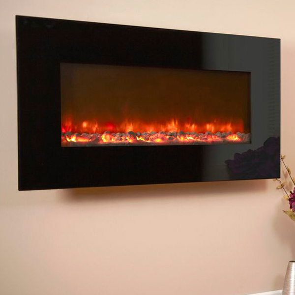 Celsi Electriflame XD Black Glass WallMounted Electric Fire Flames.co.uk
