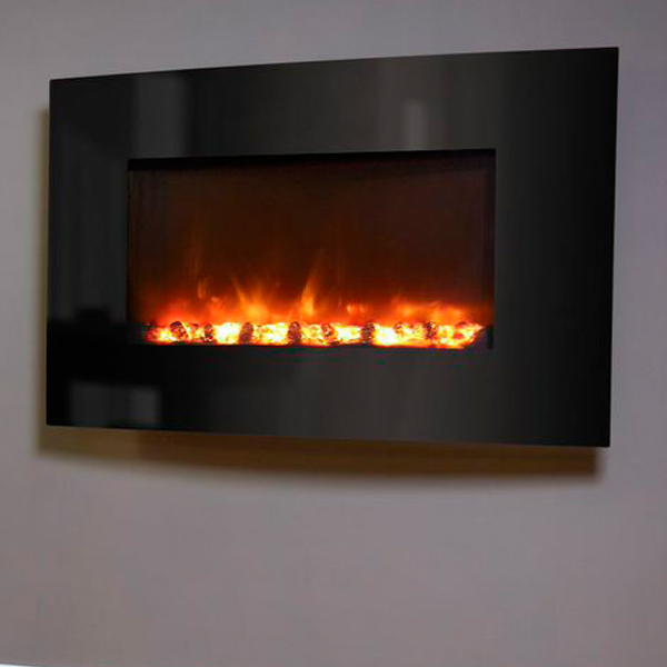 Celsi Electriflame Xd Curved Black Glass Wall Mounted Electric