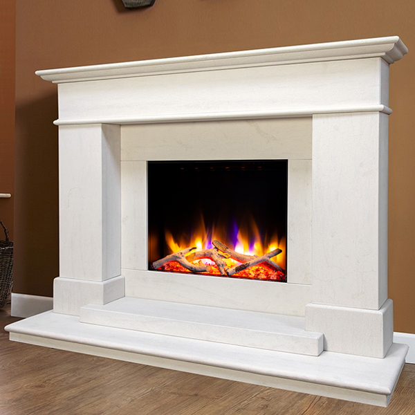 Celsi Ultiflame VR Boticelli Limestone Electric Fireplace Suite