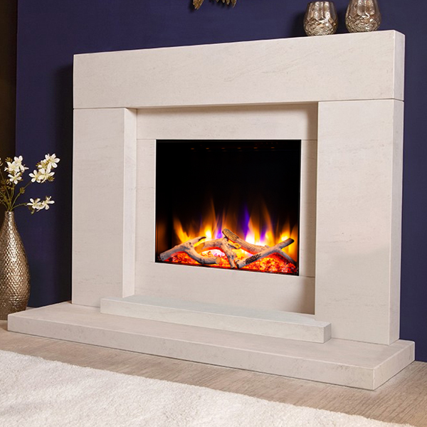 Celsi Ultiflame VR Pablo Limestone Electric Fireplace Suite