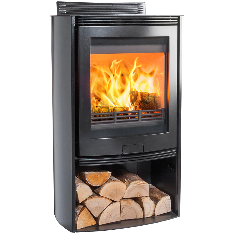Di Lusso R5 Euro Eco Wood Burning Stove with Log Store | Flames.co.uk