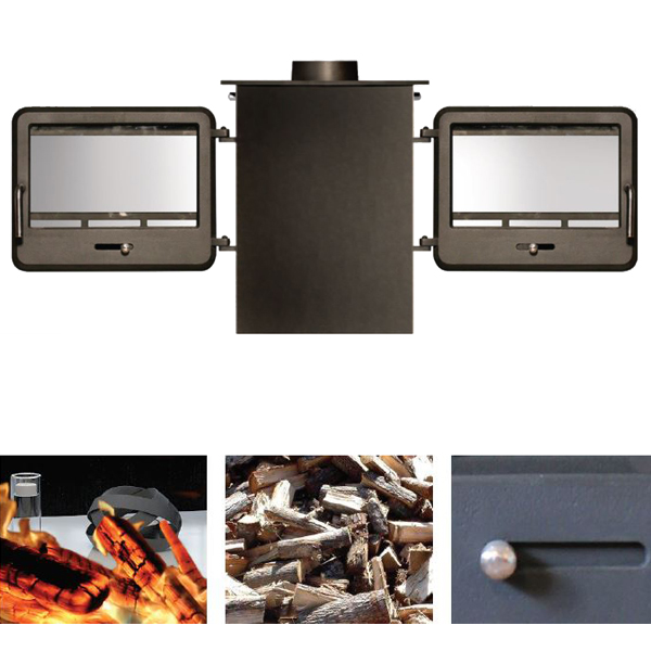 Ekol Clarity Double Sided MultiFuel / Wood Burning Stove Flames.co.uk
