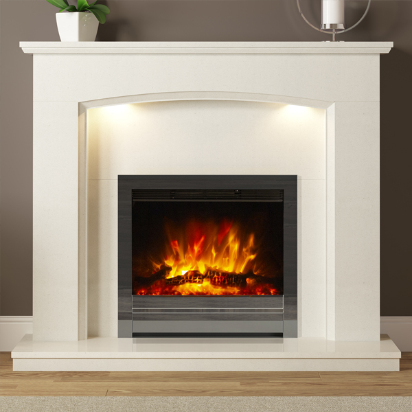 FLARE Collection by Be Modern Emelia Marble Electric Fireplace Suite Flames.co.uk