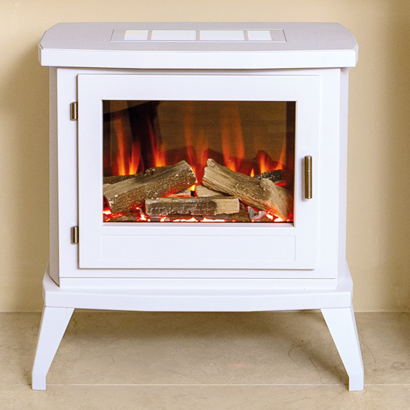 Electric Stove Heater 2000W,Electric Fireplace With Indoor Log/Wood Burner Effect,Modern Freestanding LED Flame Fireplave Stoves Adjustable Thermostat (ADFE07 Fireplace, White - View #3