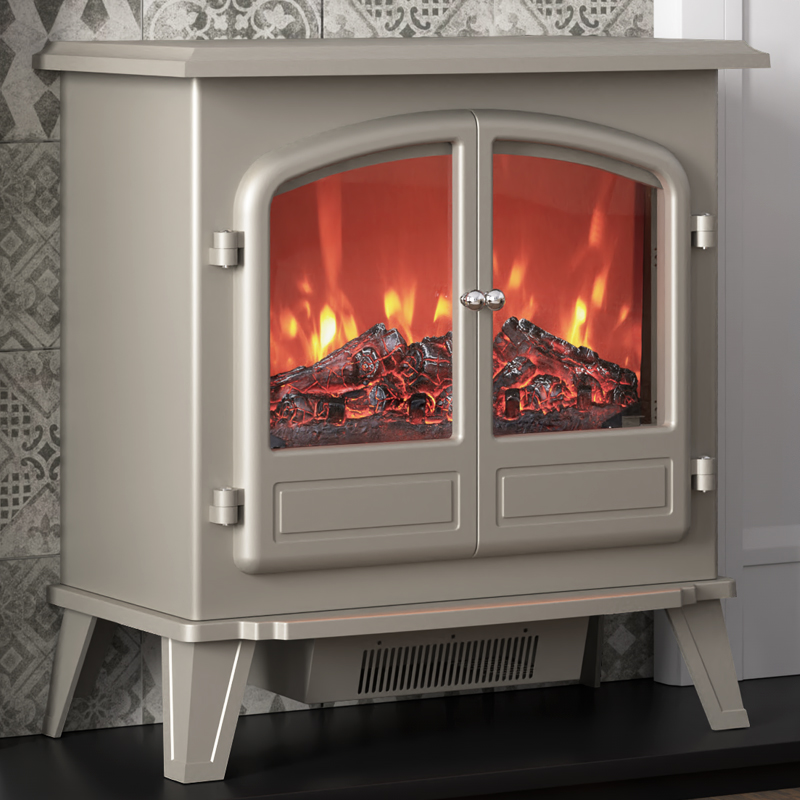 Focal Point Weybourne Electric Stove - Sage Grey | Flames.co.uk