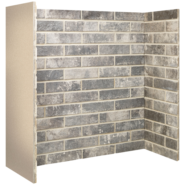 Gallery Steel Grey Ceramic Brick Bond Fireplace Chamber Panels