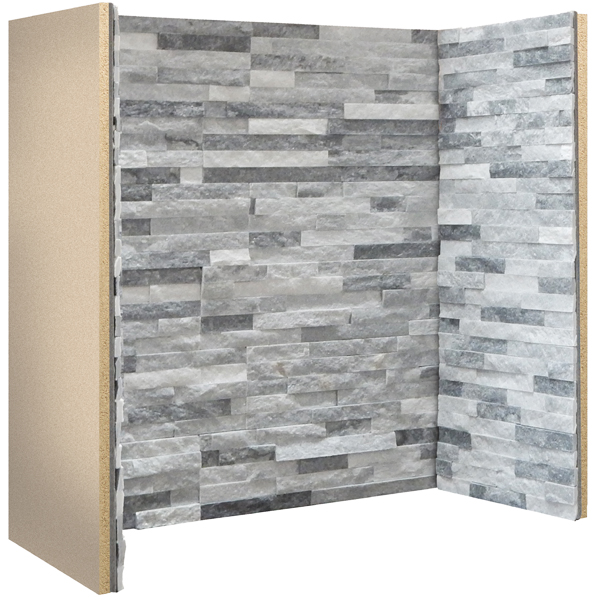 Gallery Staggered Grey White Slate Fireplace Chamber Panels