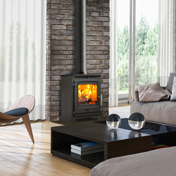 Portway P1 Contemporary MultiFuel Stove Flames.co.uk