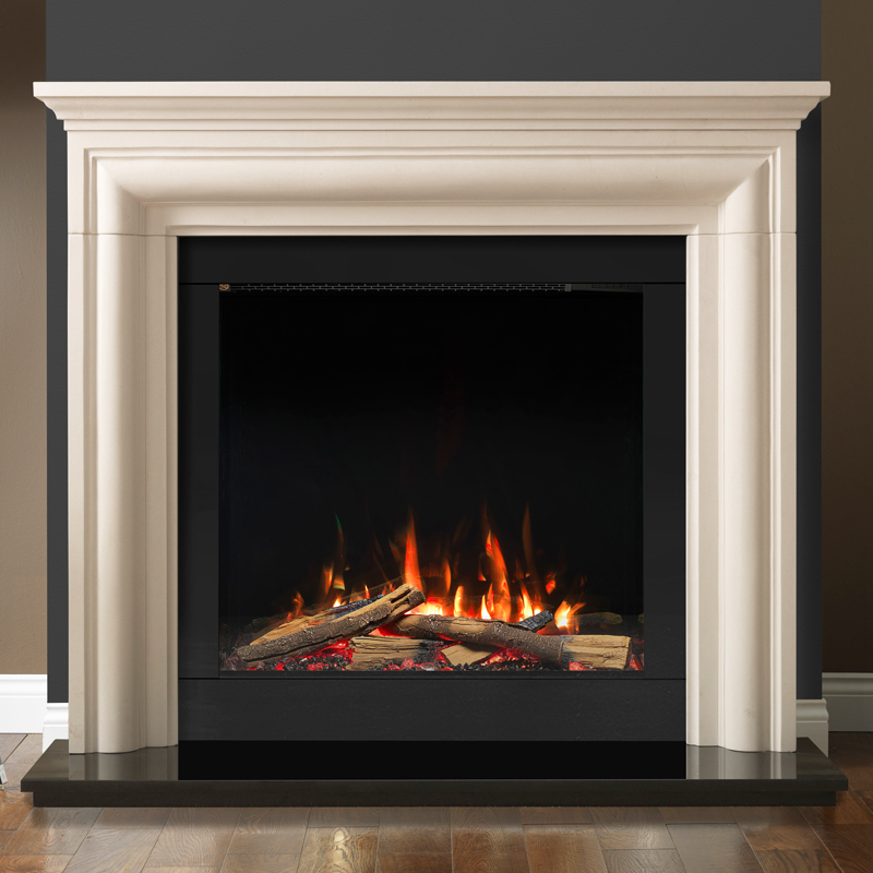 PureGlow Wenlock with Chelsea 750VS Limestone Electric Fireplace