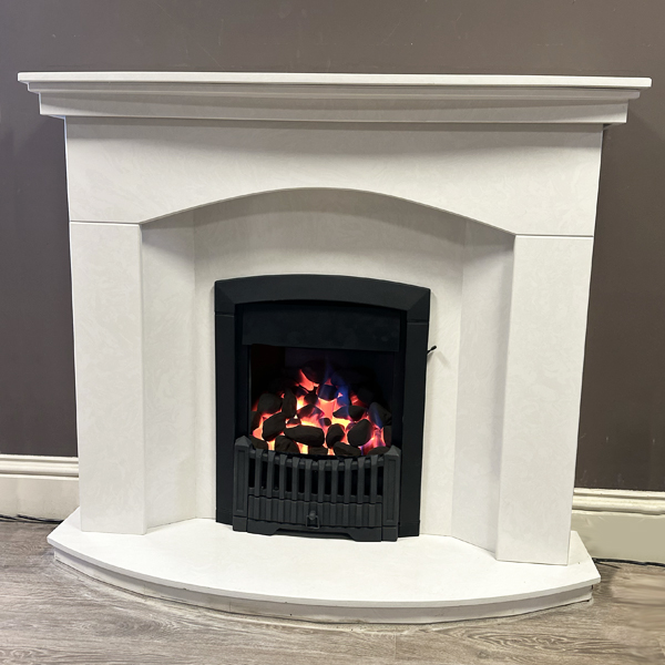 Arched Marble Fireplace Suite with Flavel Rhapsody Gas Fire - Showroom Clearance Collection Only
