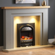 Pureglow Hanley Painted Fireplace - Grey with Oak Shelf